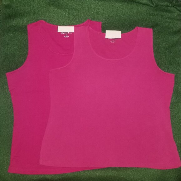 two cotton fuchsia Kim Rogers XL tank tops, with name written on - Picture 2 of 7